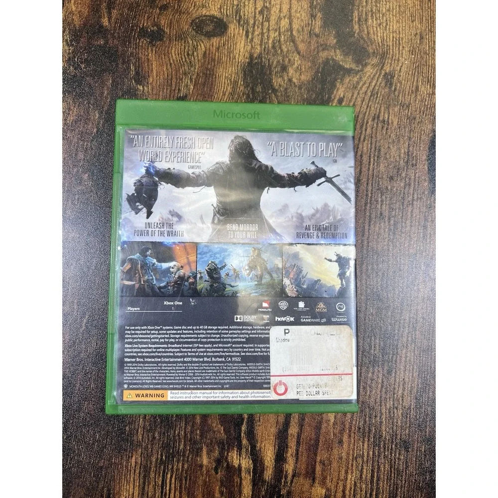 LORD OF THE RINGS MIDDLE EARTH SHADOWS OF MORDOR XBOX ONE GAME